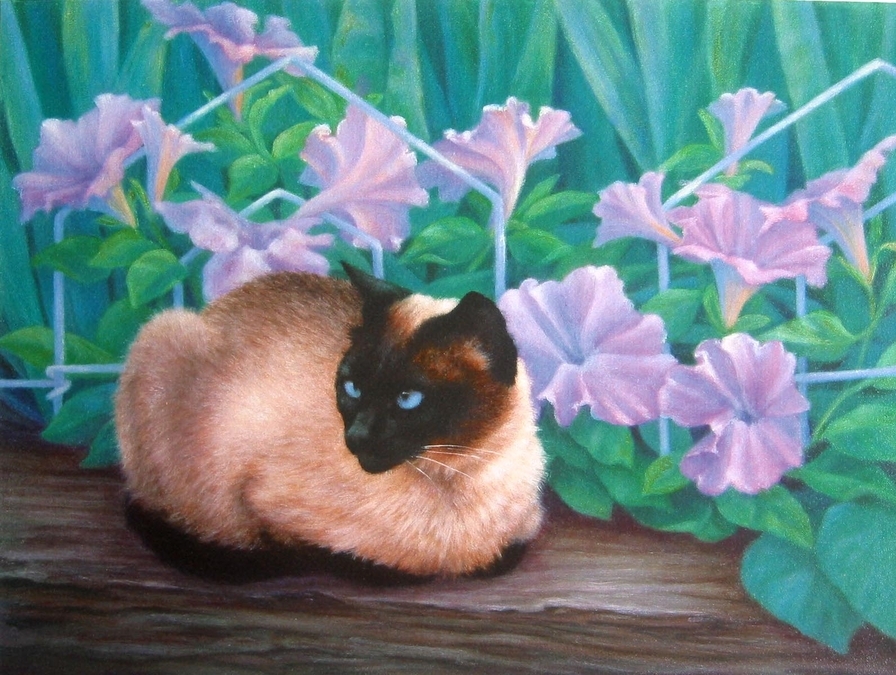 Aja and Petunias  Giclee